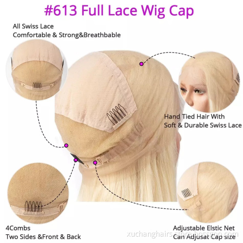 Dropshipping wholesale lace front wigs stock light color blonde 613 full lace wigs glueless human hair wigs hd lace pre plucked
